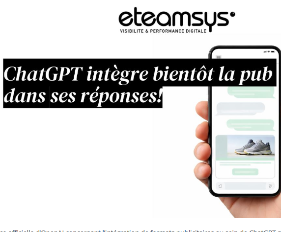 Image d'illustration annonçant l'arrivée des pub dans ChatGPT.